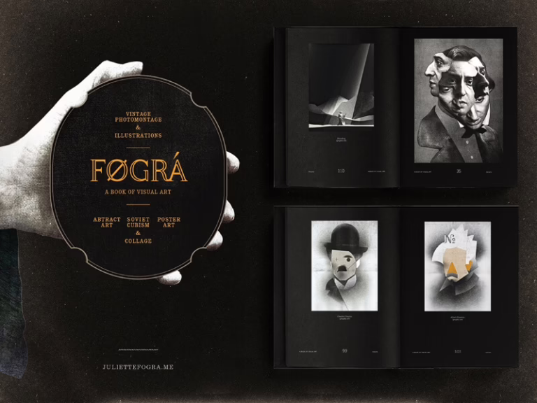 Open spread of FØGRA art book