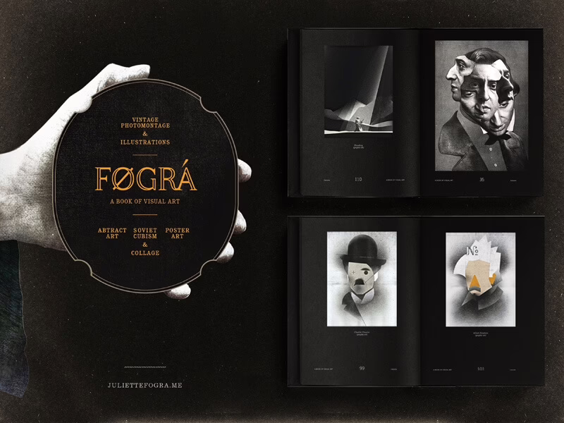Open spread of FØGRA art book