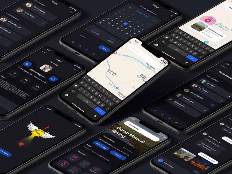 Tribal app multi-screen showcase