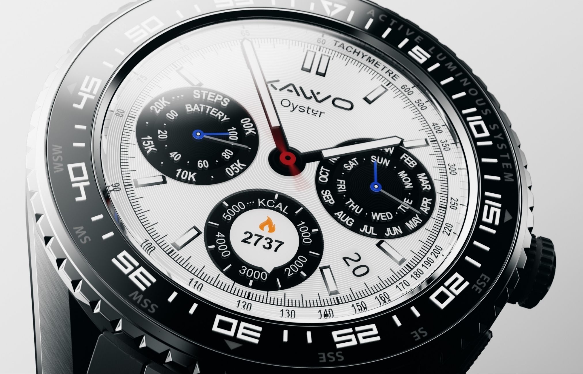 KAVVO Oyster Elite smartwatch featuring the world's first active luminous system